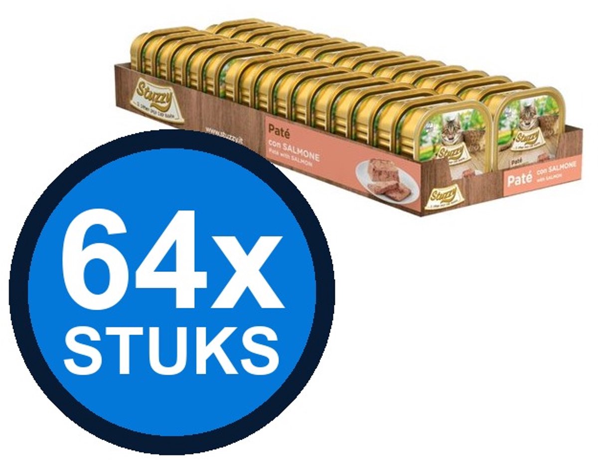 64x Stuzzy - Kat Paté Zalm - Kattenvoer Natvoer - 100g