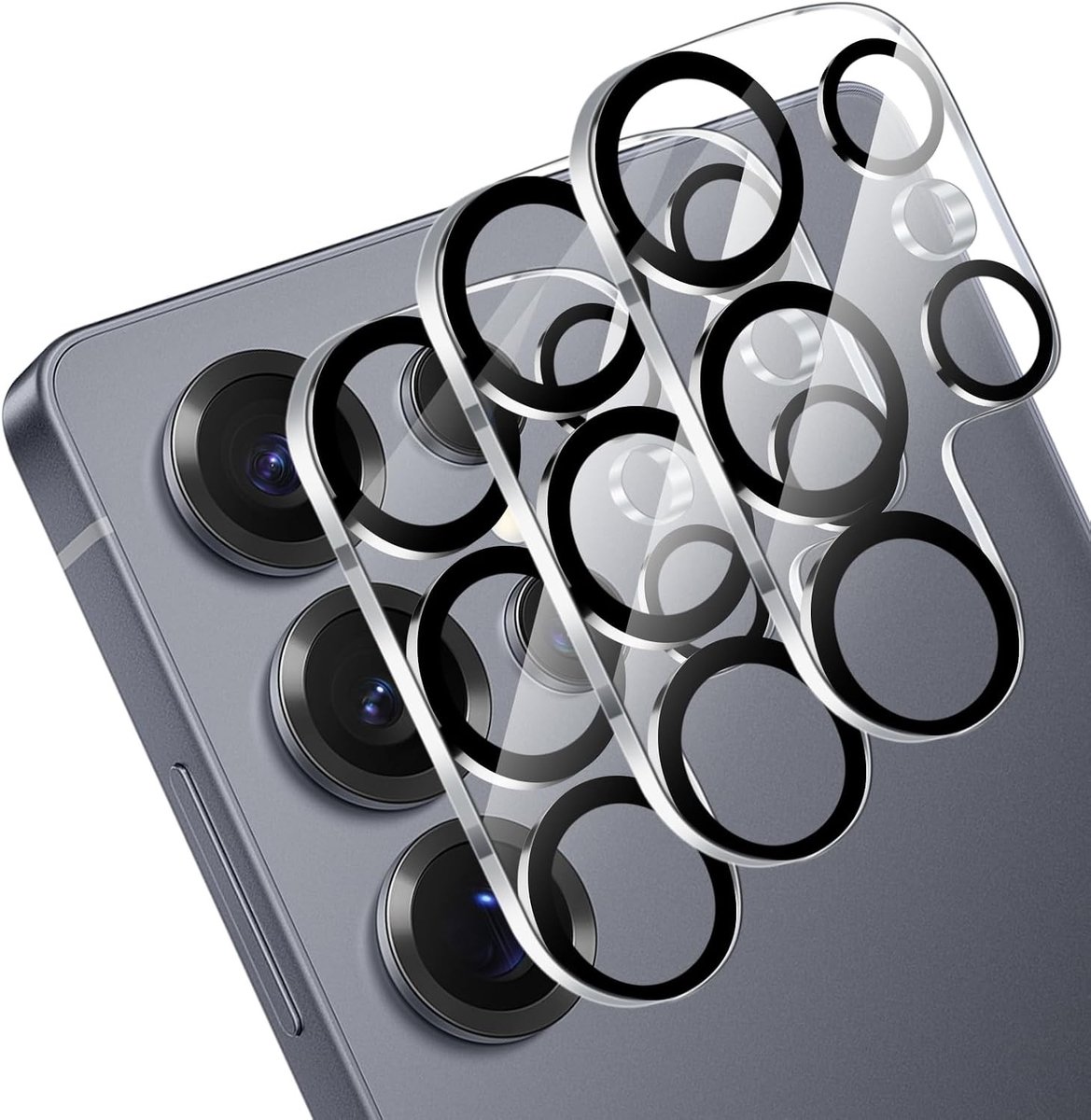Set van 3 Camera Beschermers voor Samsung Galaxy S25 Ultra, 9H HD Anti-Scratch Lens Bescherming met Gehard Glas, Zwart