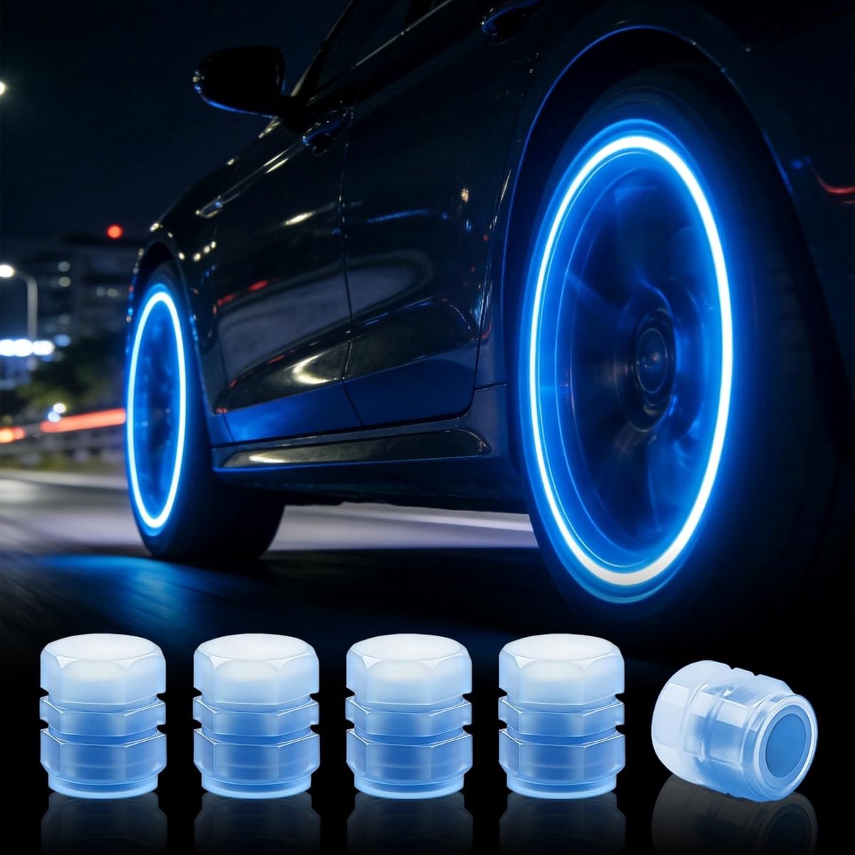 Set van 20 Fluorescerende Ventieldoppen voor Auto, SUV en Truck - Decoratieve en Praktische Oplossing voor Banden en Wielen, Glow in the Dark Accessoires