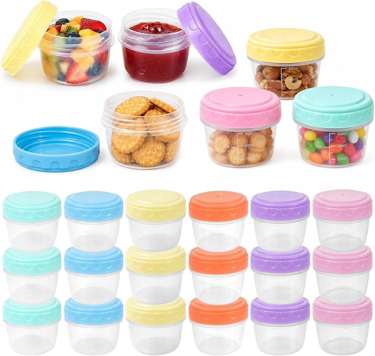 Kleine diepvriesdozen van 80 ml met maatverdeling - Set van 18 stuks voor voedselopslag en versheid