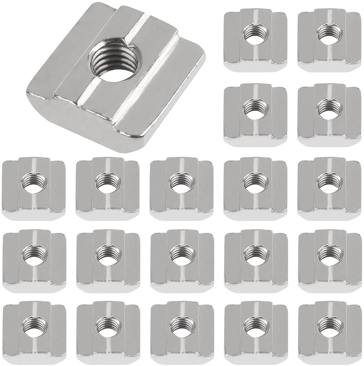 Set van 20 Stuks T-Groef Moeren Type B M6 van Koolstofstaal voor Aluminium Profielen Serie 30 en Toebehoren
