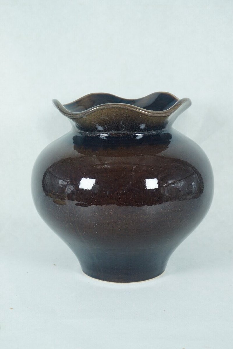 Aardewerk vaas Fiore bruin