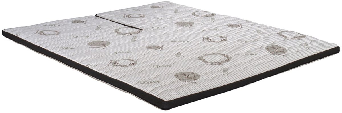 MatrasDirect Split-topdekmatras Traagschuim NASA Bamboo Intense luxe - 140x200 - 7 cm dik - Anti-Allergie Wit