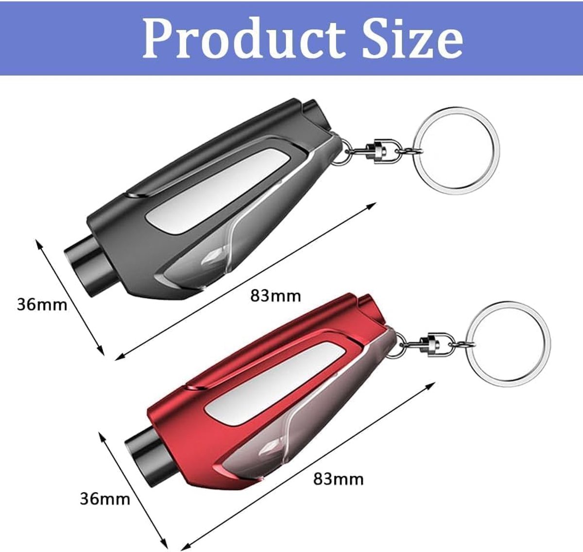 SnelShoppen - Auto reddingshamer met gordelsnijder, 2-in-1 veiligheidsgereedschap, compact en licht, ideaal voor noodgevallen, sleutelhanger, handig v