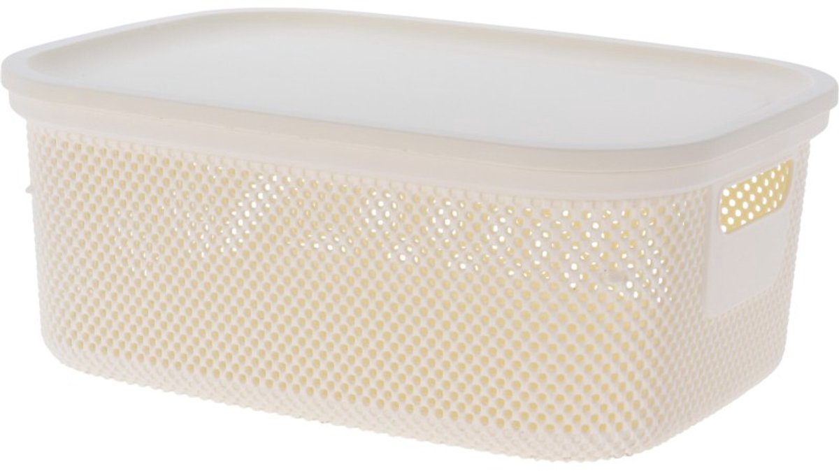 Opbergmand met deksel, 12 l, zwart