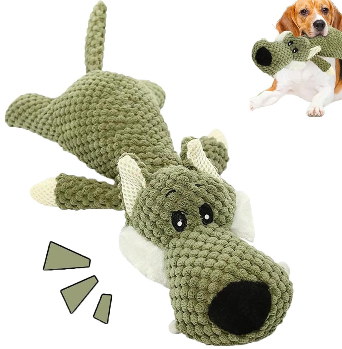 MODFU Knuffelkussen 34,6 x 14,5 cm – Sierkussen – Pluche kussen – Woondecoratie – Voor Bed & Bank – Zacht Design – Olijfgroen – Wolf