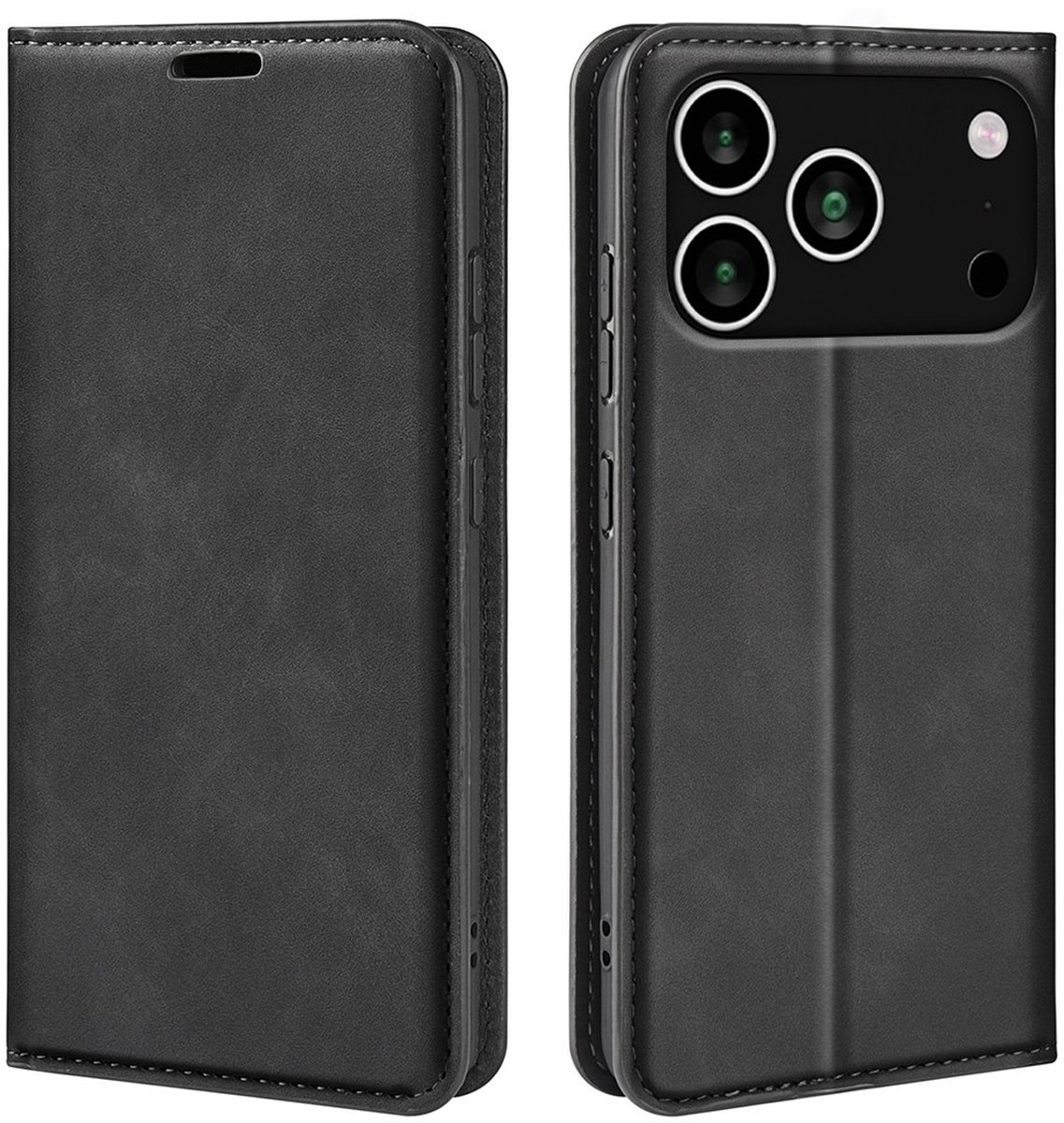 MobyDefend Hoesje - Geschikt voor iPhone 18 Pro - Luxe Wallet Bookcase (Magnetische Sluiting) - Zwart