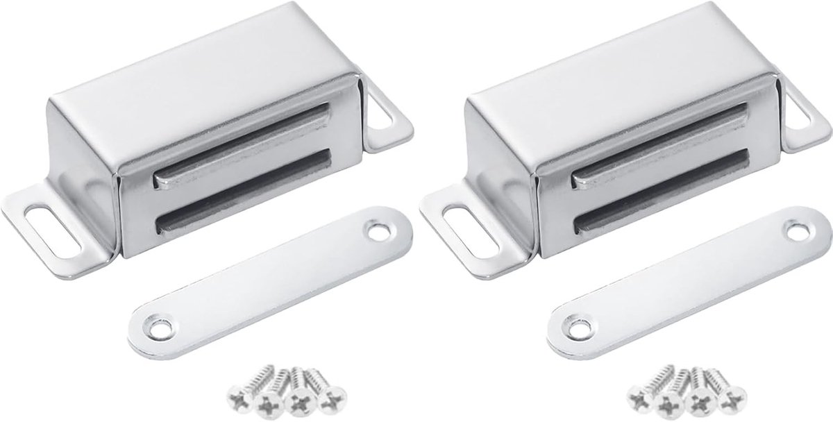 2 x Magnetische Deursluiting 10kg voor Keuken- en Kastdeuren, RVS Magneten voor Kasten en Lades, Sluiting voor Keukenkast en Kledingkast