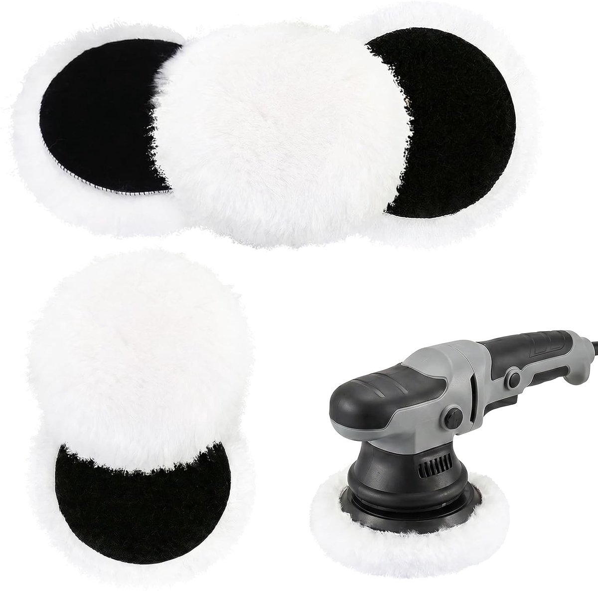 Set van 5 Lambswool Polijstpads van 150mm voor Auto, Meubels en Houten Vloeren - Ideaal voor Polijsten en Schuren