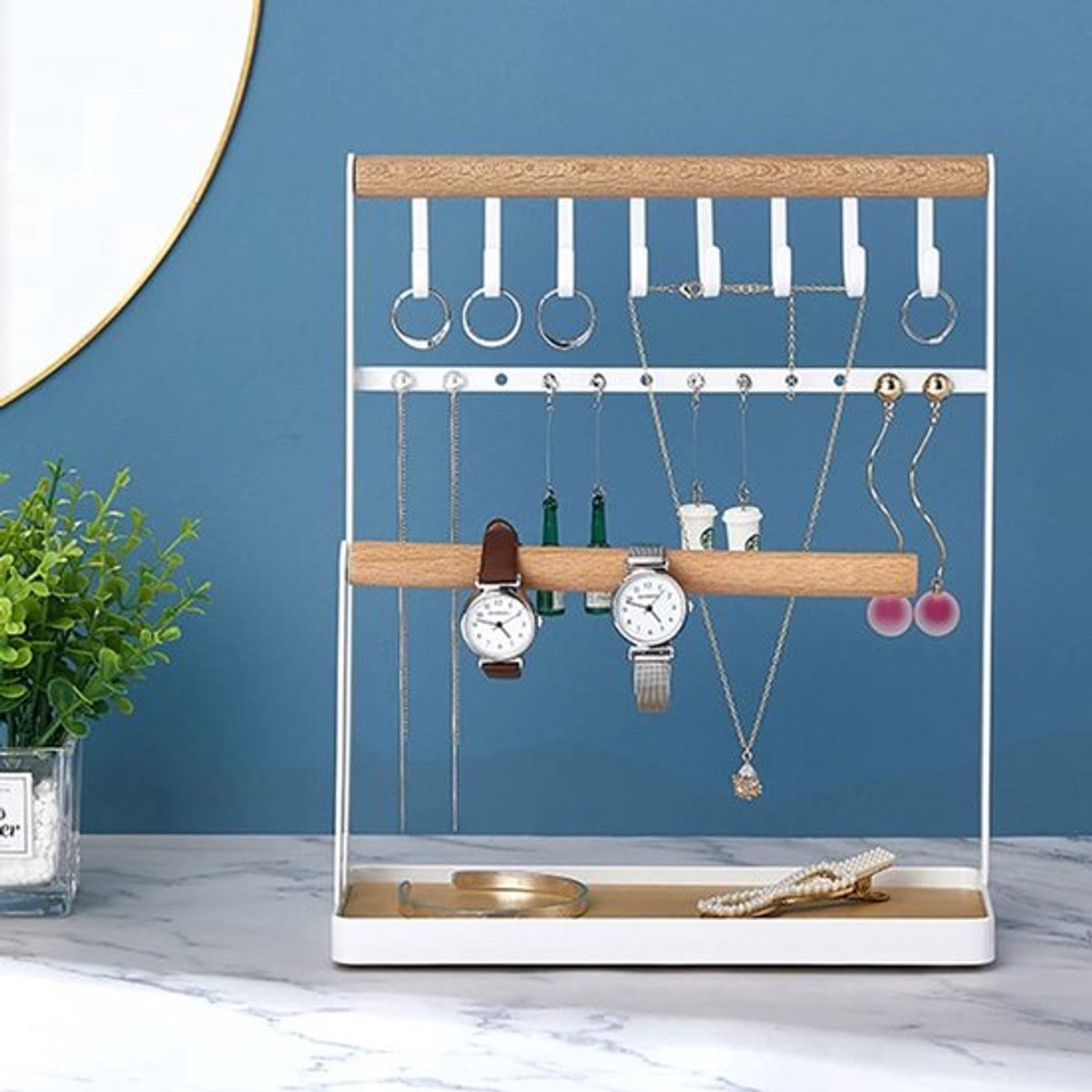 Dailygoods- Sieradenstandaard Wit - Sieradenhouder - Houten Organizer - Armband