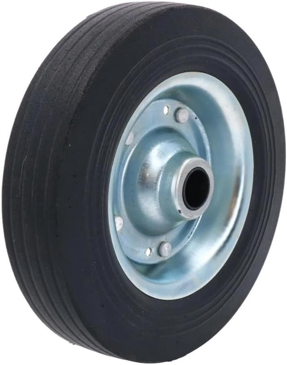 Vervangingswiel 200 x 60 mm voor aanhangwagensteunwiel | 300 kg draagvermogen | Ø 20 mm asdiameter, massief rubberen reservewiel, metaal, duurzaam en sterk