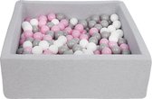 Zachte Jersey baby kinderen Ballenbak met 300 ballen, 90x90 cm - zwart, lichtroze, grijs