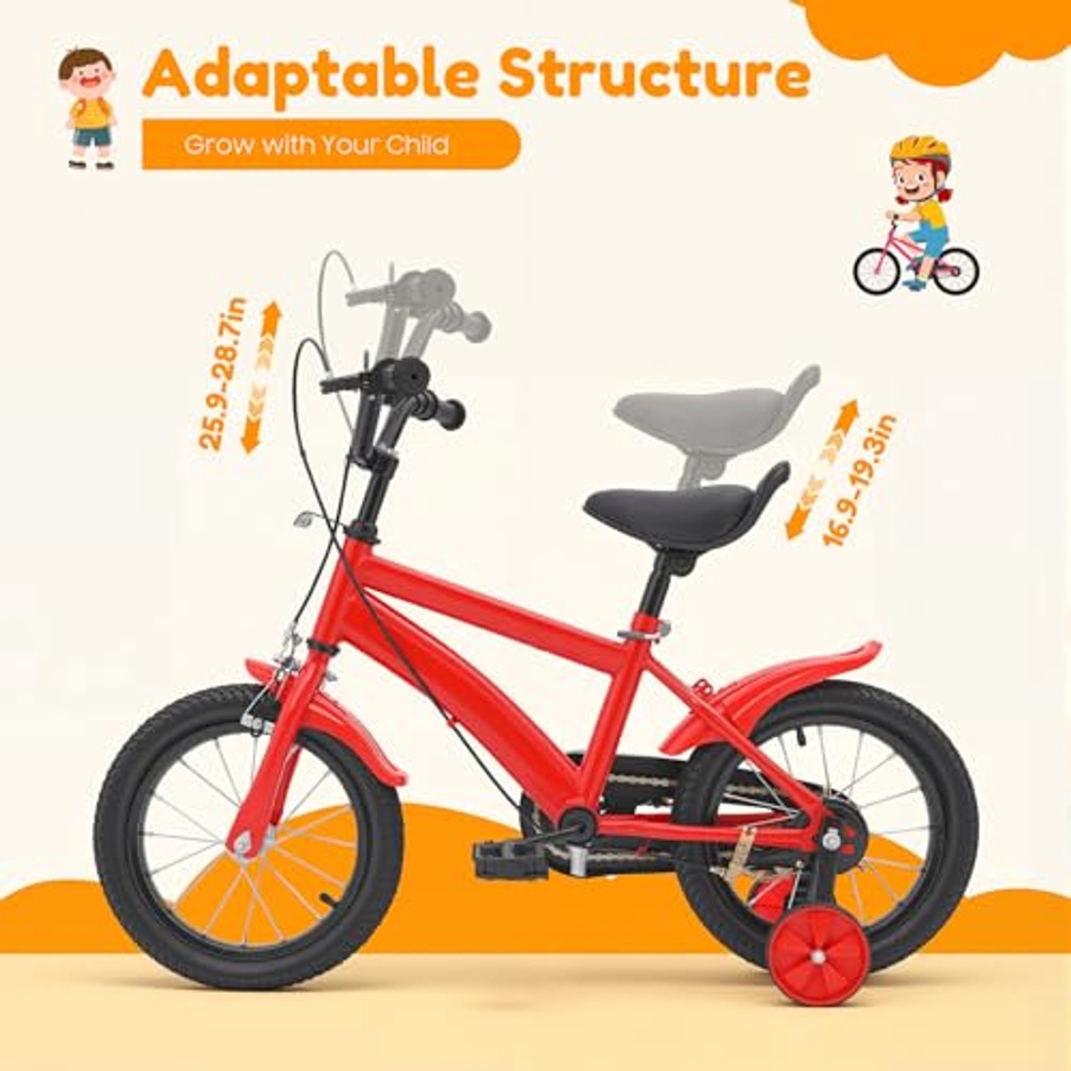 Kinderfiets 14 Inch - 2-in-1 Balansfiets met Stabilisatoren