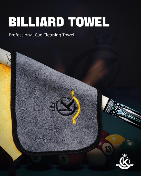 Biljart keu handdoek - 100% katoen zwart - schoonmaakaccessoires voor 8-ball pool - onderhoudset - ServiceTopper — afbeelding 5