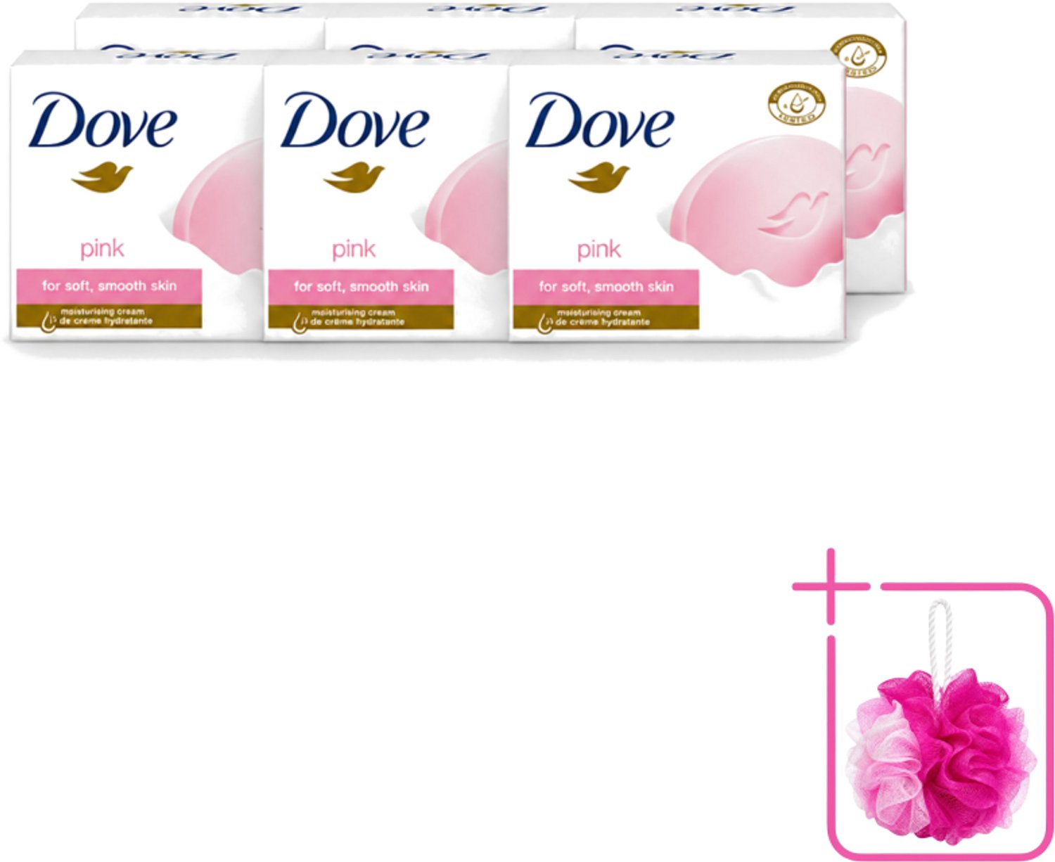 6 x Dove - Zeep - Pink - Hydraterend - 90 g - Bulkverpakking - Dove Pink Beauty Cream Bar - Douchemop - Hydraterende zeep