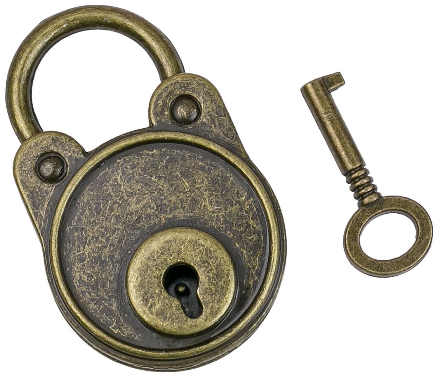 Vintage Decoratieve Hangslot met Sleutel - 4.8 x 3 x 1 cm - Bronzen Afwerking