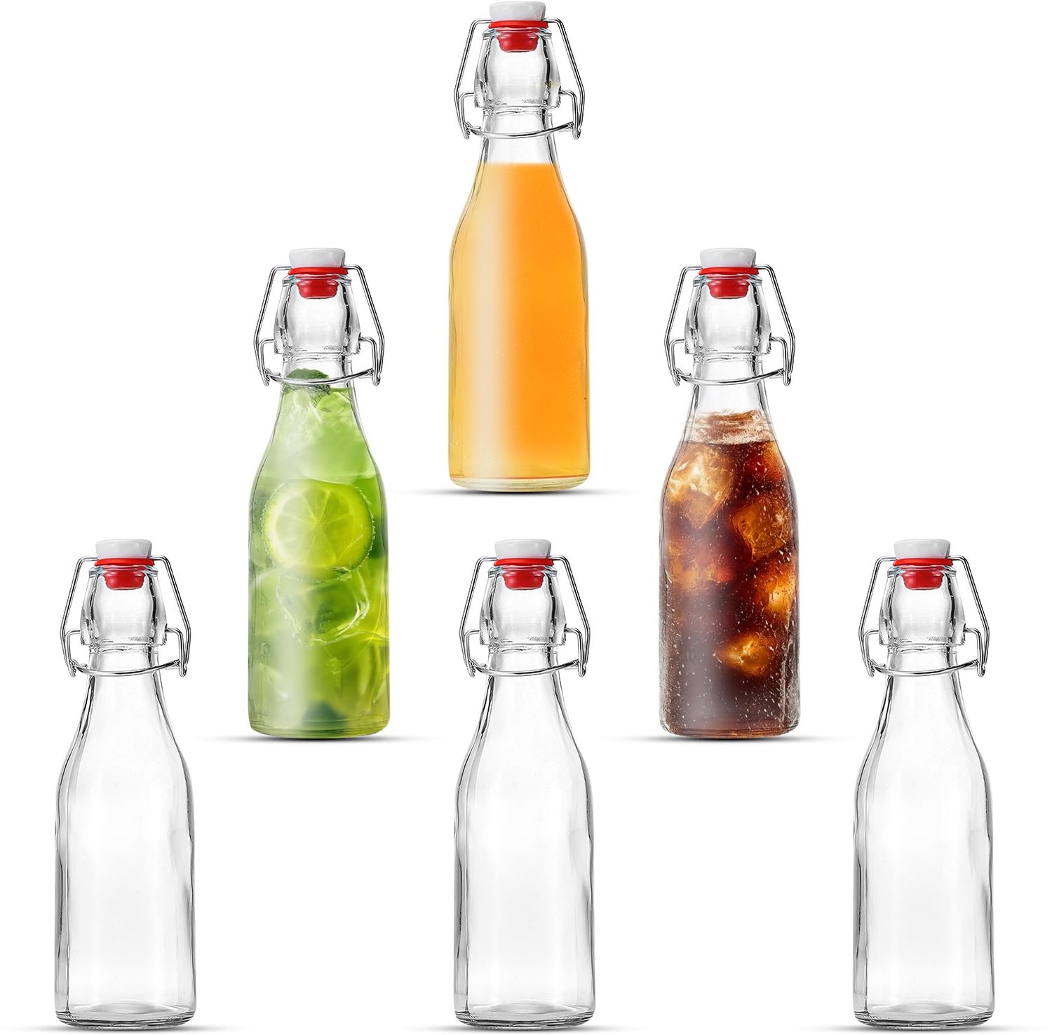 Set van 6 Glazen Flessen 250 ml met Beugelsluiting