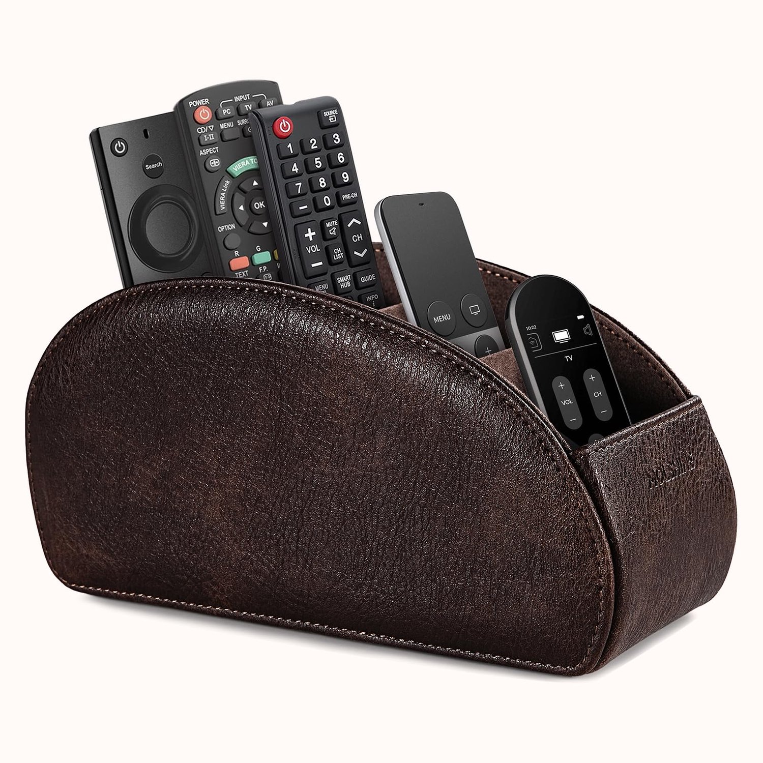 Remote Control Houder met 5 Compartimenten, PU Leer