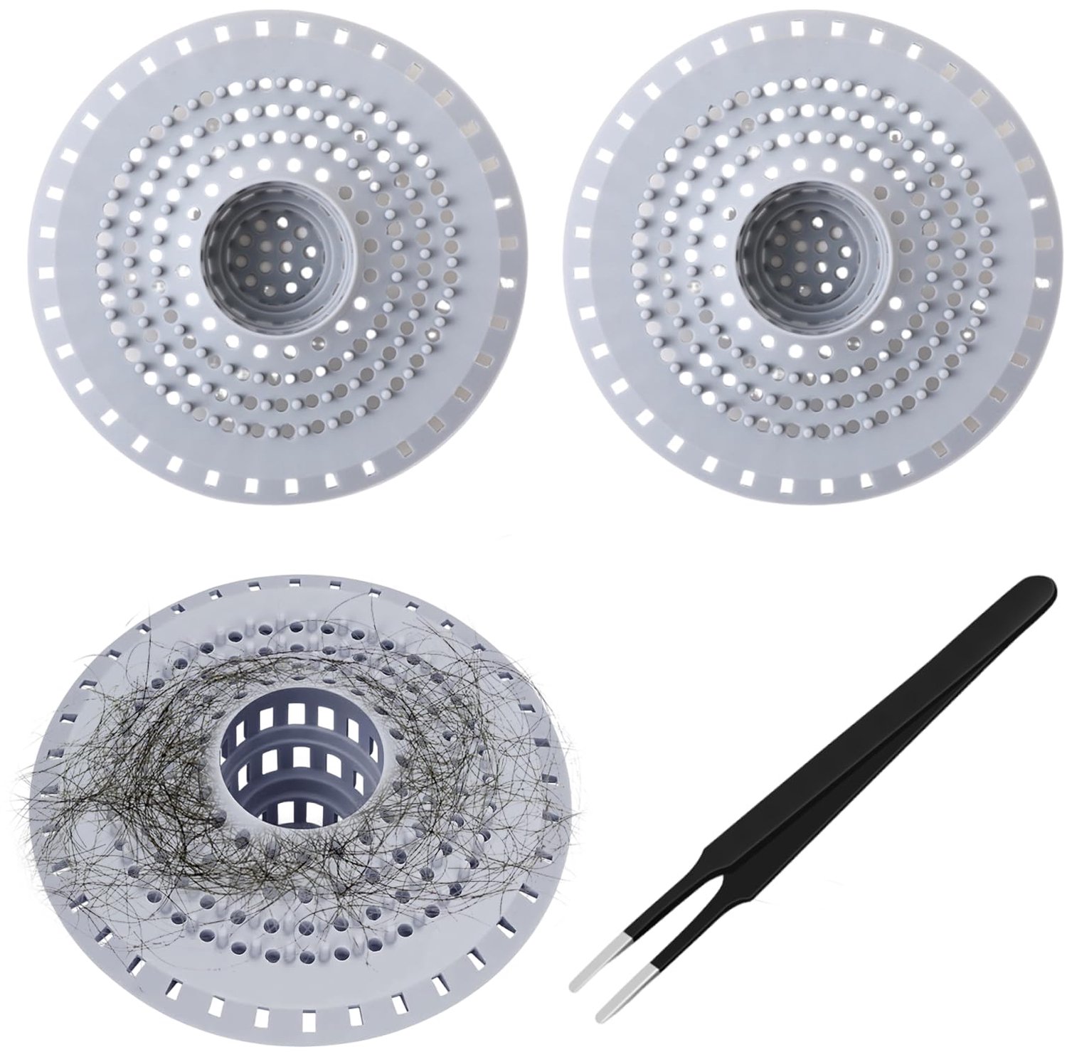 Set van 3 Flexibele Afvoerzeefjes voor Douche en Bad