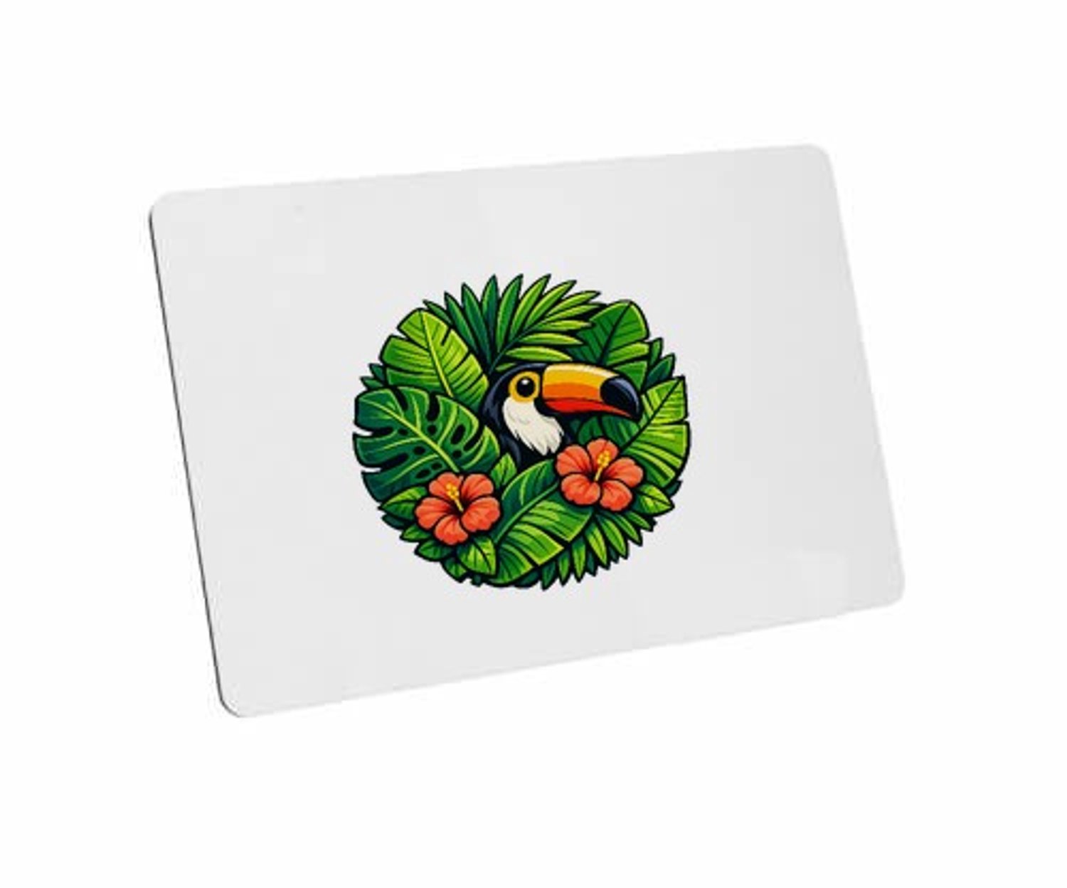 Mr Cadeautjes MDF magnetische fotolijst 28 x 19 - design Tropische bladeren met toekan | cadeau Wit