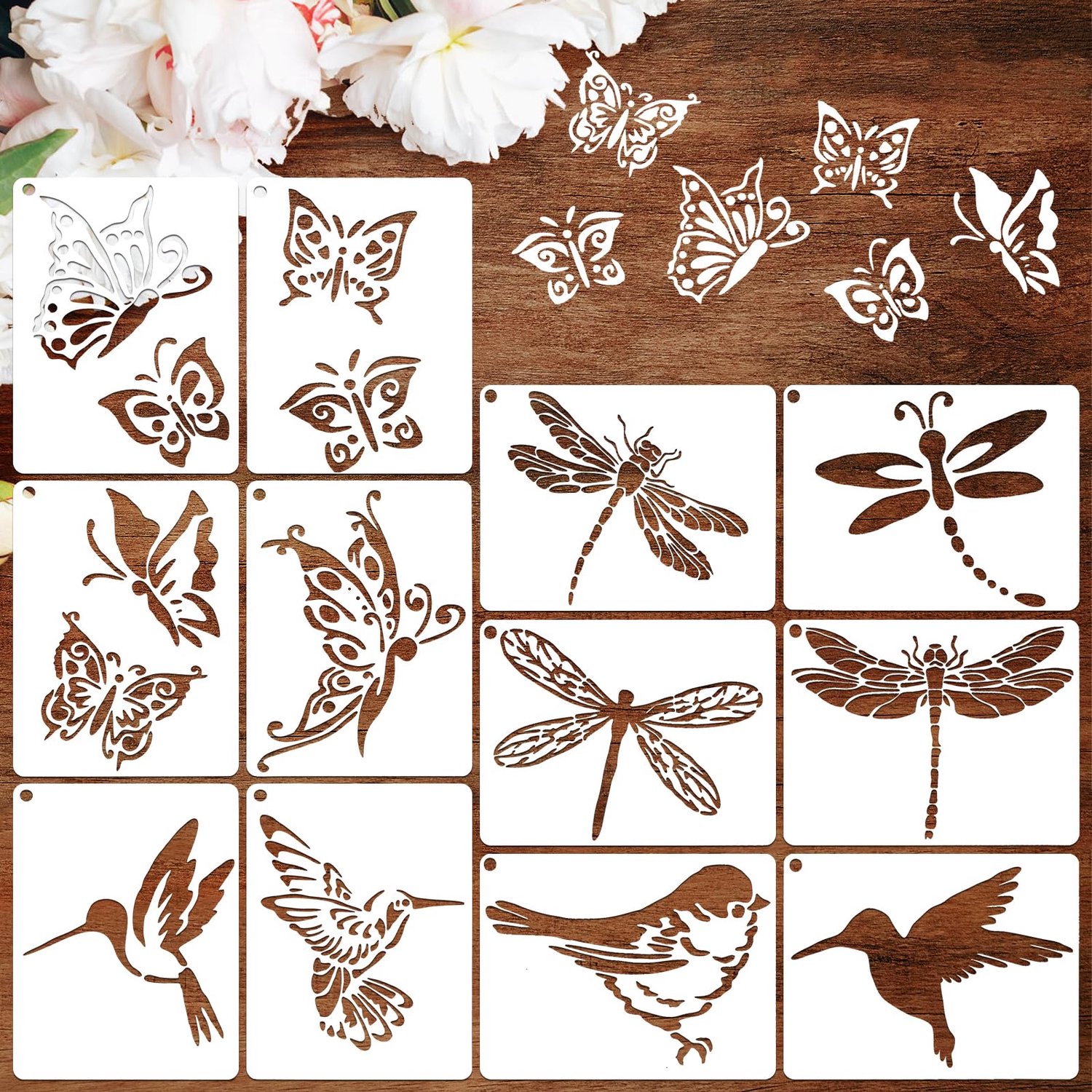 Set van 12 Herbruikbare Schablonen voor Schilderen en Decoratie