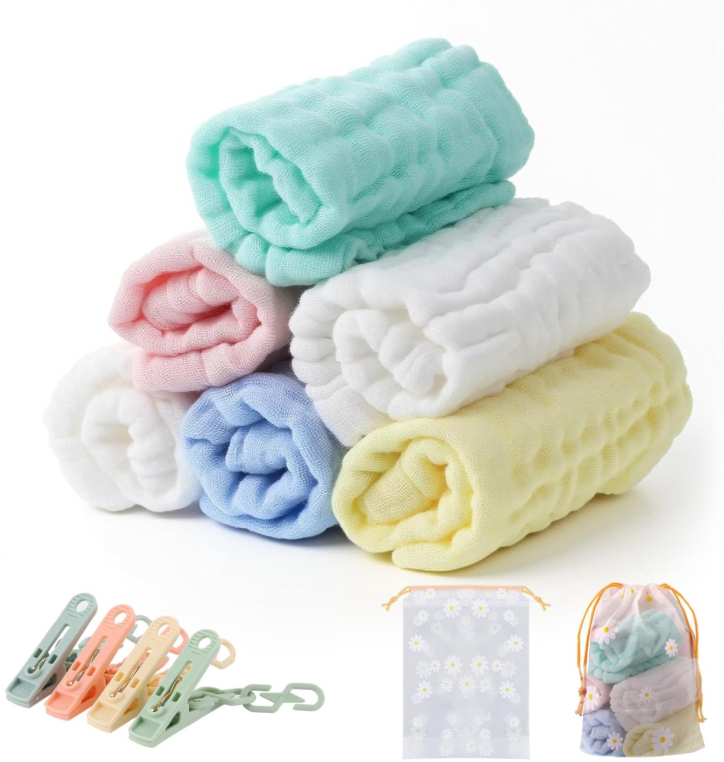 8 Stuks Katoenen Mousseline Washandjes voor Baby's