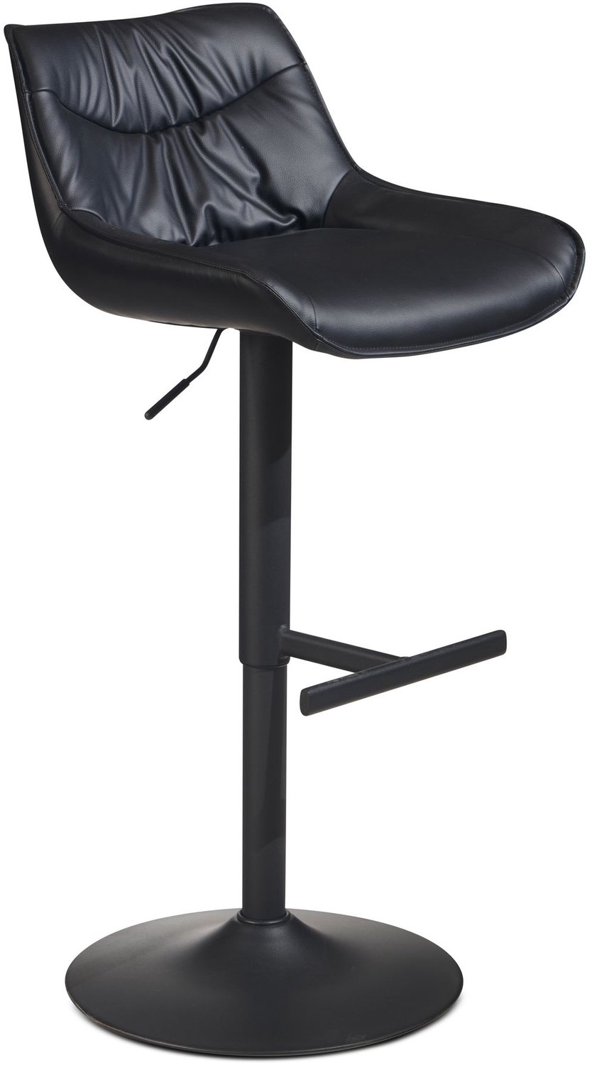 Cosmo Casa Barkruk - Zwart kunstleer - Verstelbaar - Zithoogte 84 cm