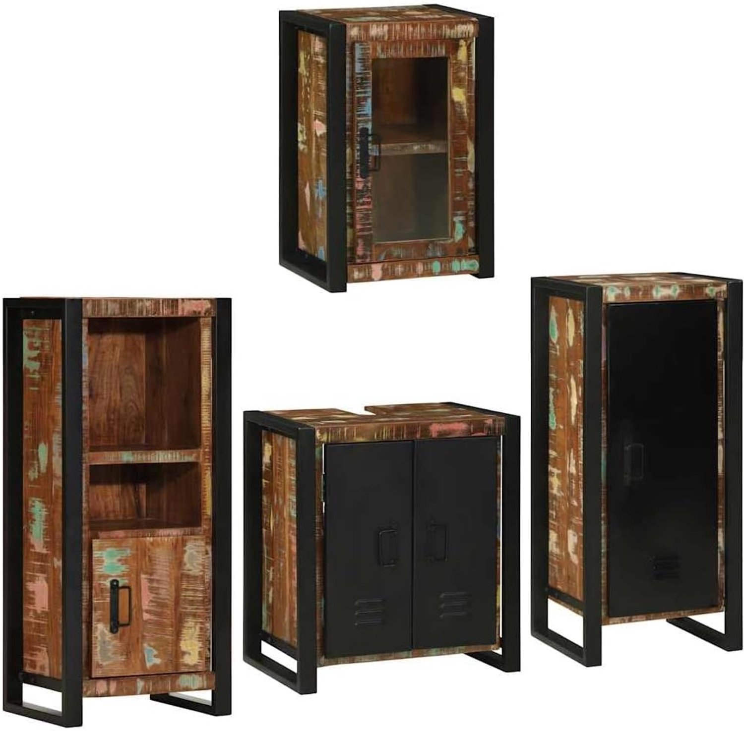 Badkamermeubelset 4 st. Multicolor 55 x 35 x 60 cm met metalen frame