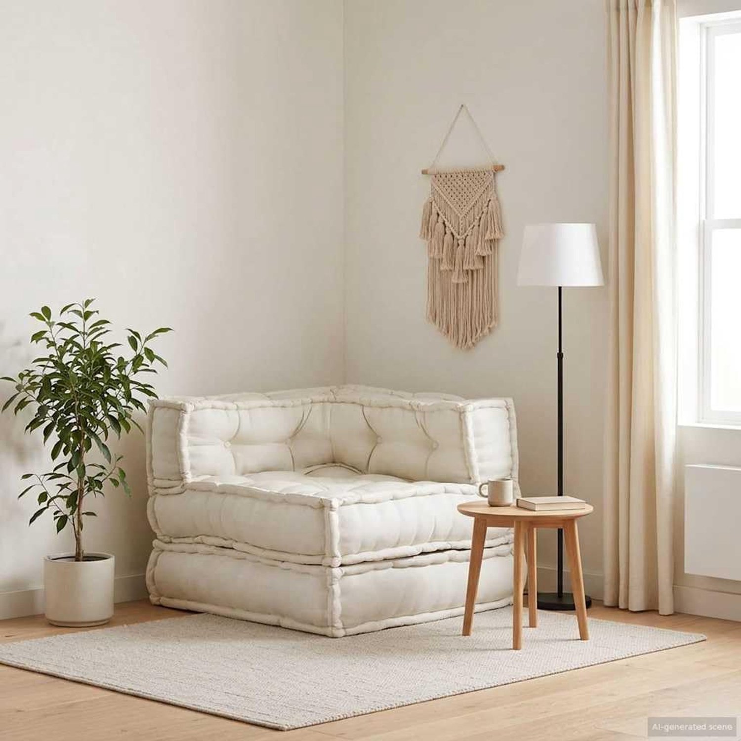 Bankelement crème 70x70x54 cm stof