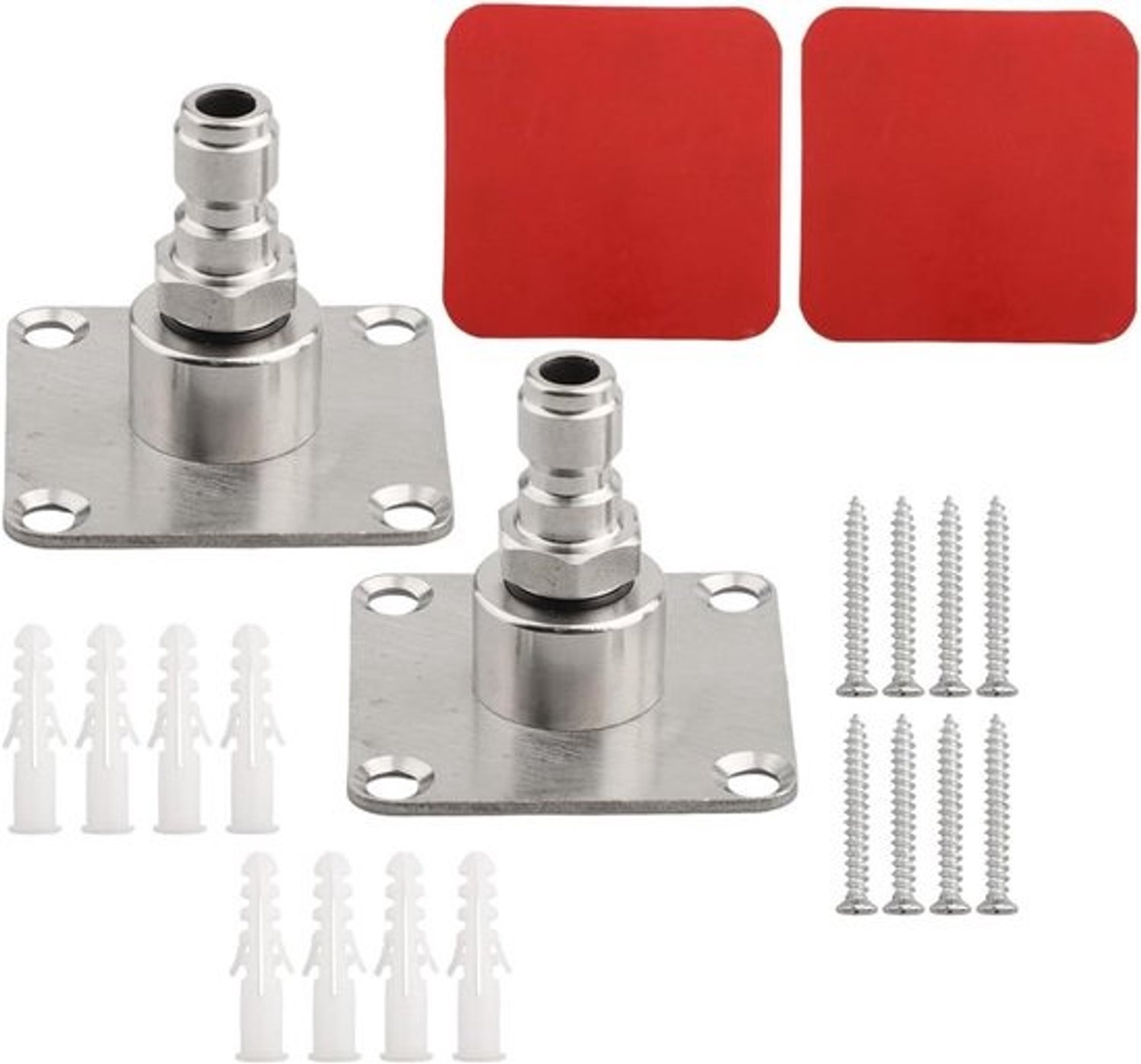 Accessoirehouder voor schuimtanks - Houder voor hogedrukreiniger - Werkruimte netjes houden - Roestvrij staal - 10 x 10 x 3 cm - Zilver