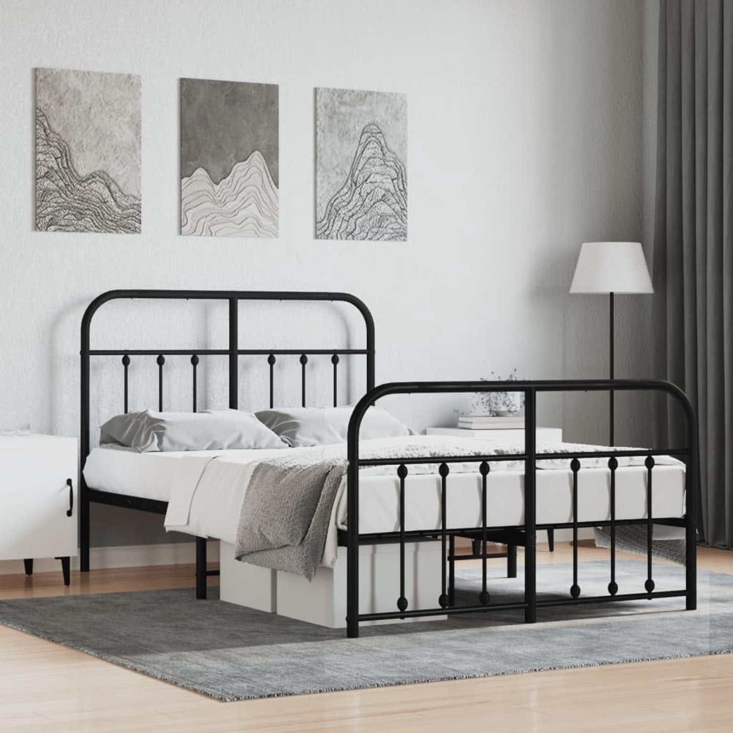Stalen bedframe met opbergruimte klassiek model zwart 120x200