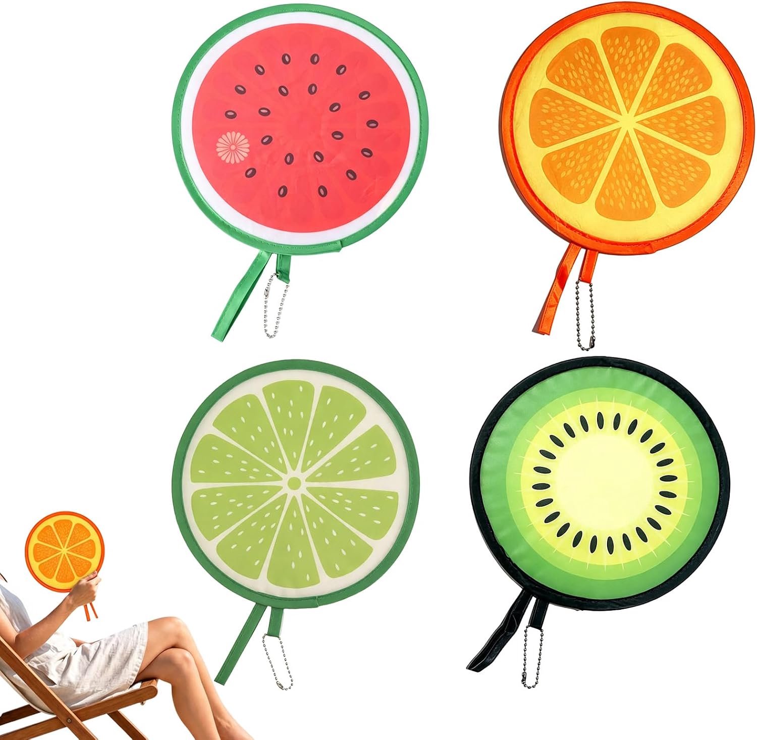 6 Opvouwbare Handwaaiers met Fruitmotief 20 cm