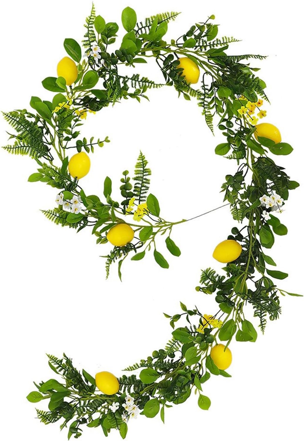 Kunstmatige Citroenslinger, Nep-fruitslingerwijnstokken met Citroenbloemen en Groene Bladeren Lente Zomer Namaakfruitwijnslingers voor Mantel Bruiloft Tafeldecoraties(77 inch)