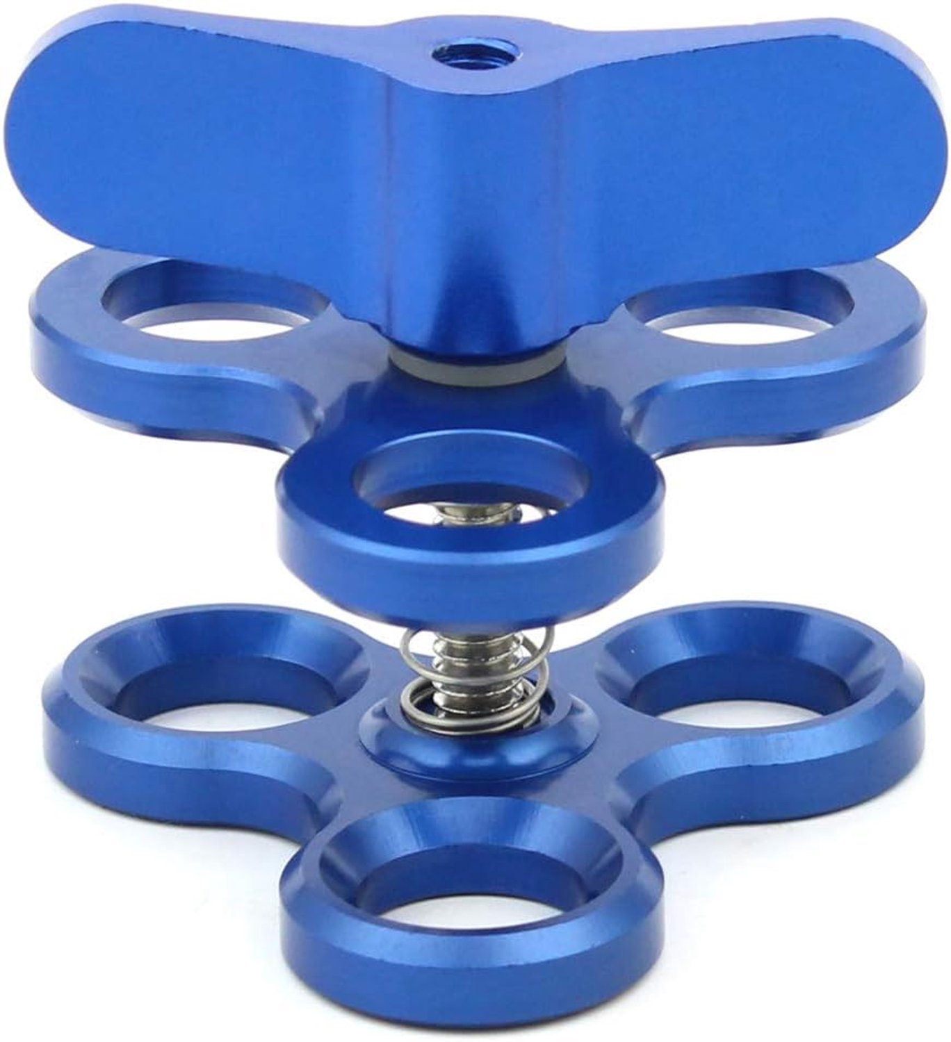 Ball Clamp 3 Gaten Onderwater Arm Duiken Beugel Vlinder Clip Klem voor Duiken Onderwater Fotografie Accessoires (Blauw)