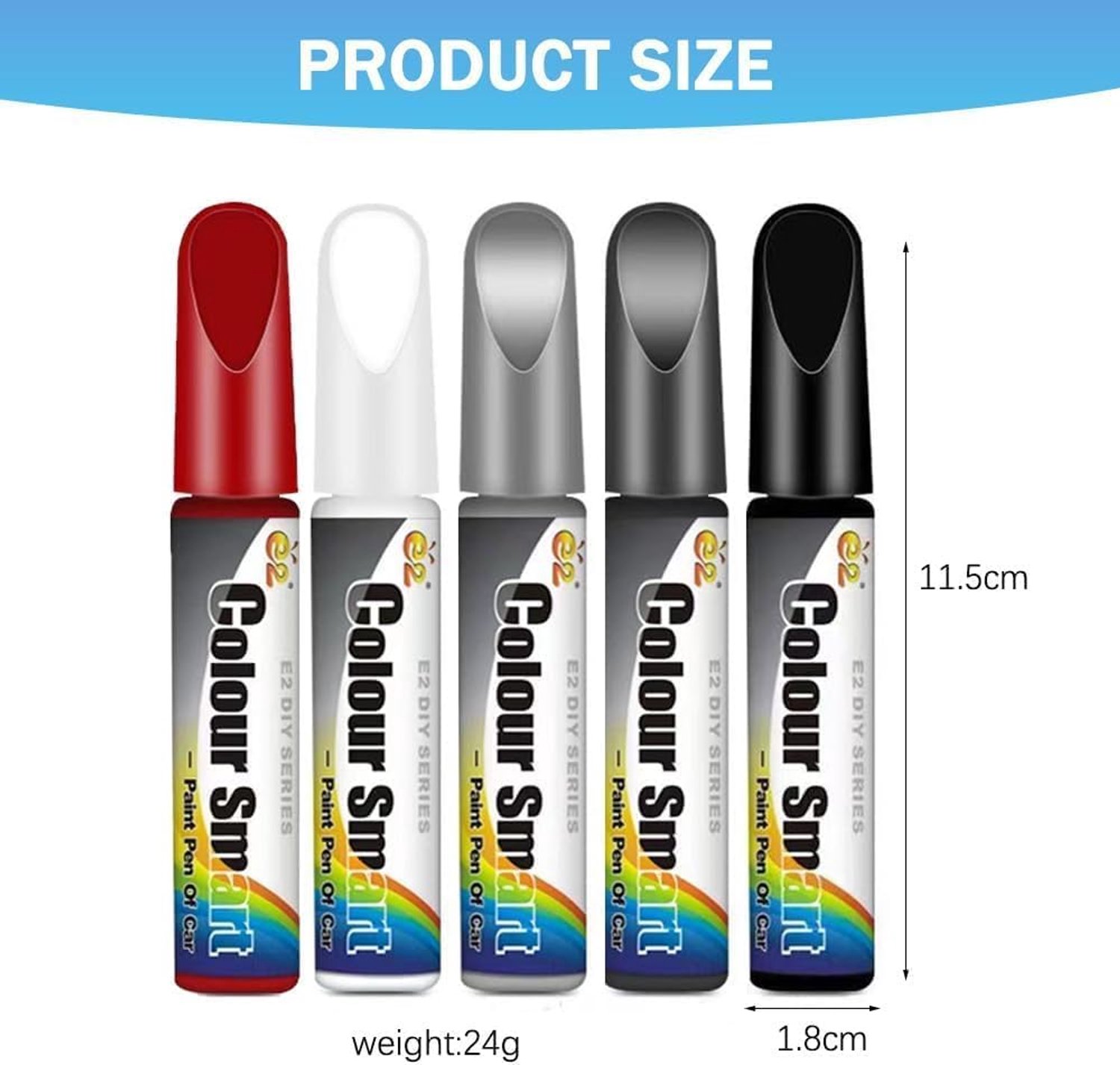 Autolak reparatiepen set 5 stuks - touch up pen voor kleine krassen - nauwkeurig lakherstel - Vemera