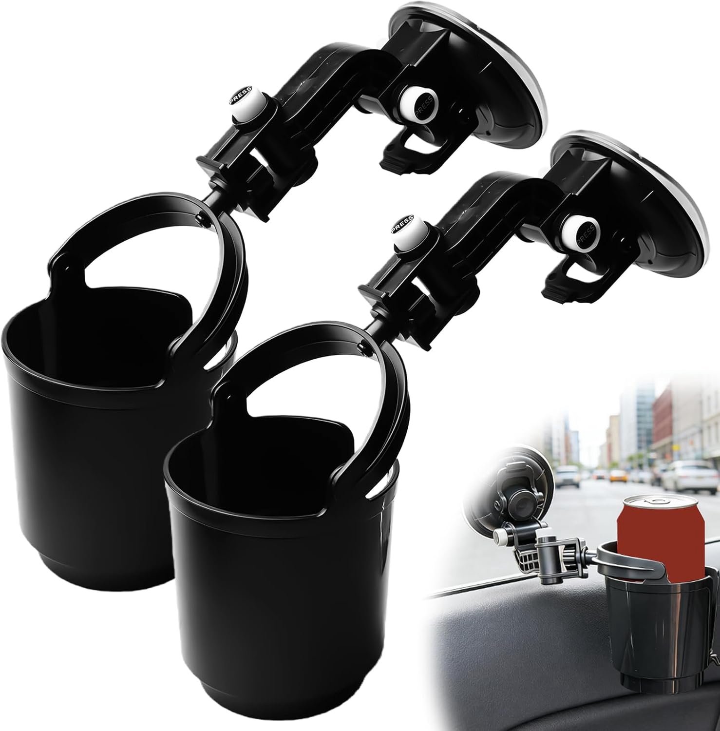 Autocuphouder 2 Stuks - Zwart - Multifunctioneel - Ideaal voor auto en camper - Vemera