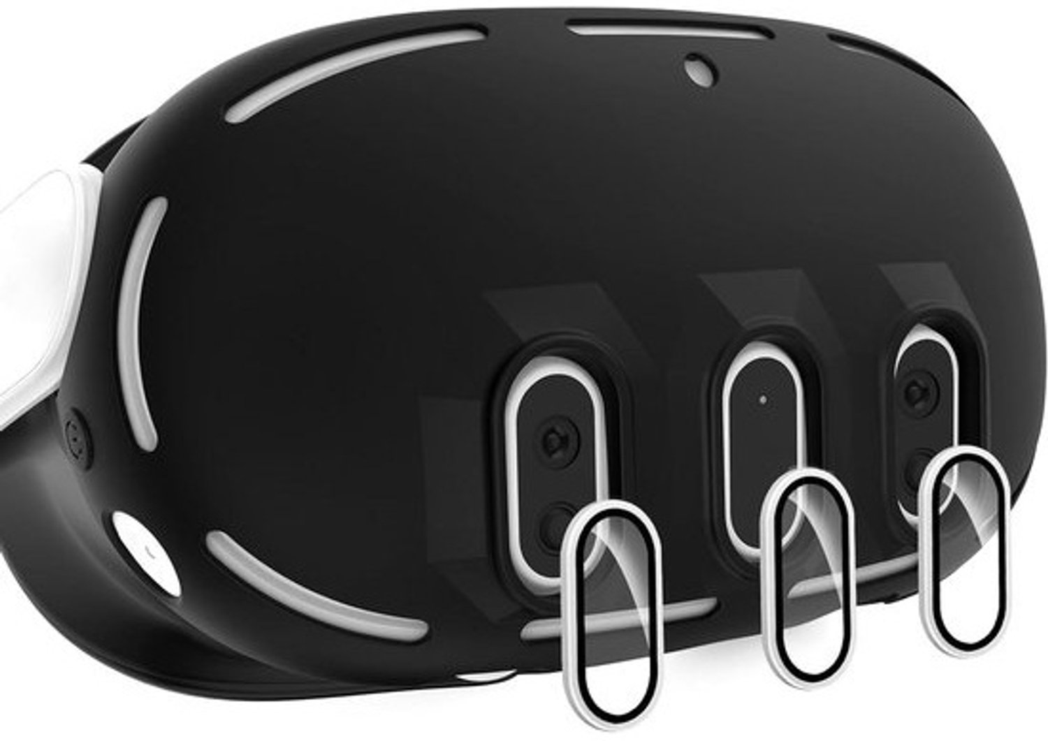 Cameralensbeschermer VR-omhulsel - lensfilm en headsethoes - VR-headset beschermen - gehard glas en siliconen - 1811 x 127 cm - zwart