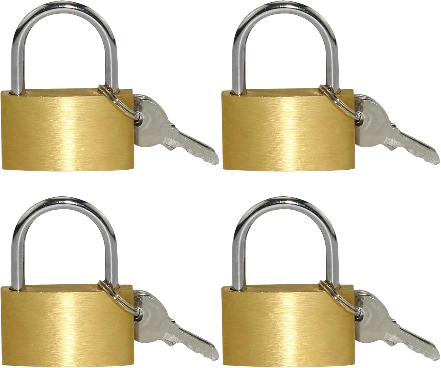 4x Messing Hangslotten 30 mm met Sleutel - Klein & Veilig