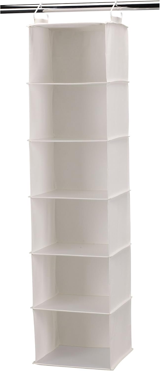 Hangende kastorganizer met 6 planken met plastic planken, natuurlijk canvas