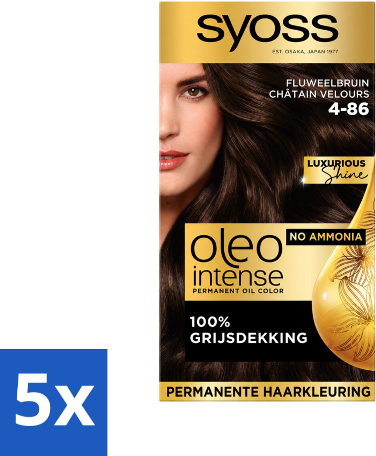 Syoss Oleo Intense - Haarverf - 4-86 - Fluweel Bruin - 115ml x 5