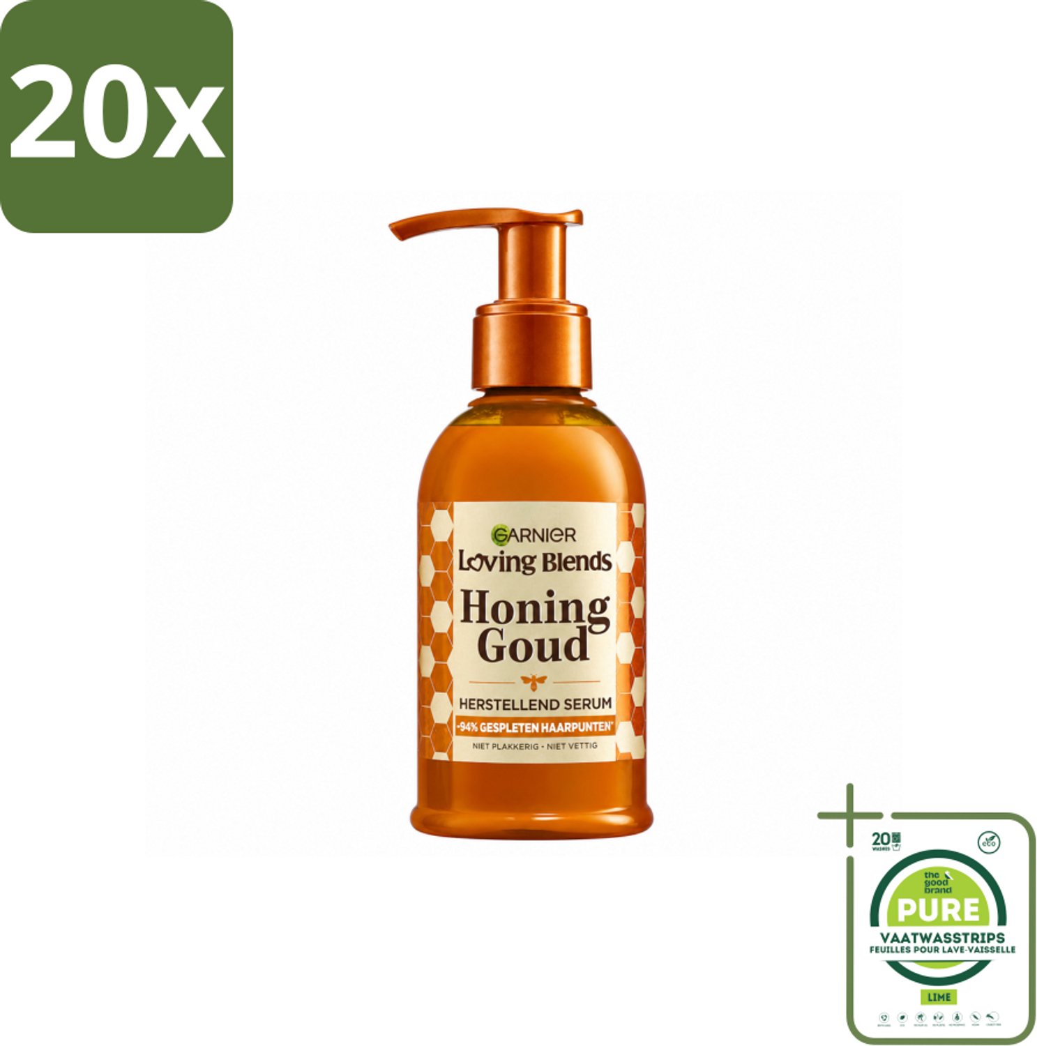 20 x Garnier - Loving Blends Honing Goud - Herstellend Haarserum - Beschadigd & Breekbaar Haar - 115 ml - Grootverpakking - Vaatwasstrips - Haarherstel - Haarversterking - Haarbescherming - Haarbreuk - Haarschade