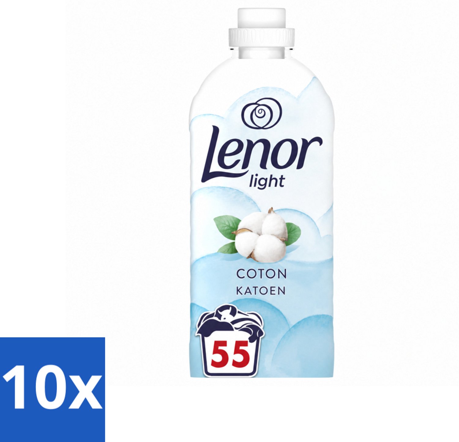 10 x Lenor Light - Wasverzachter - Katoen - Fris & Zacht - 55 Wasbeurten - Voordeelverpakking - 10 stuks