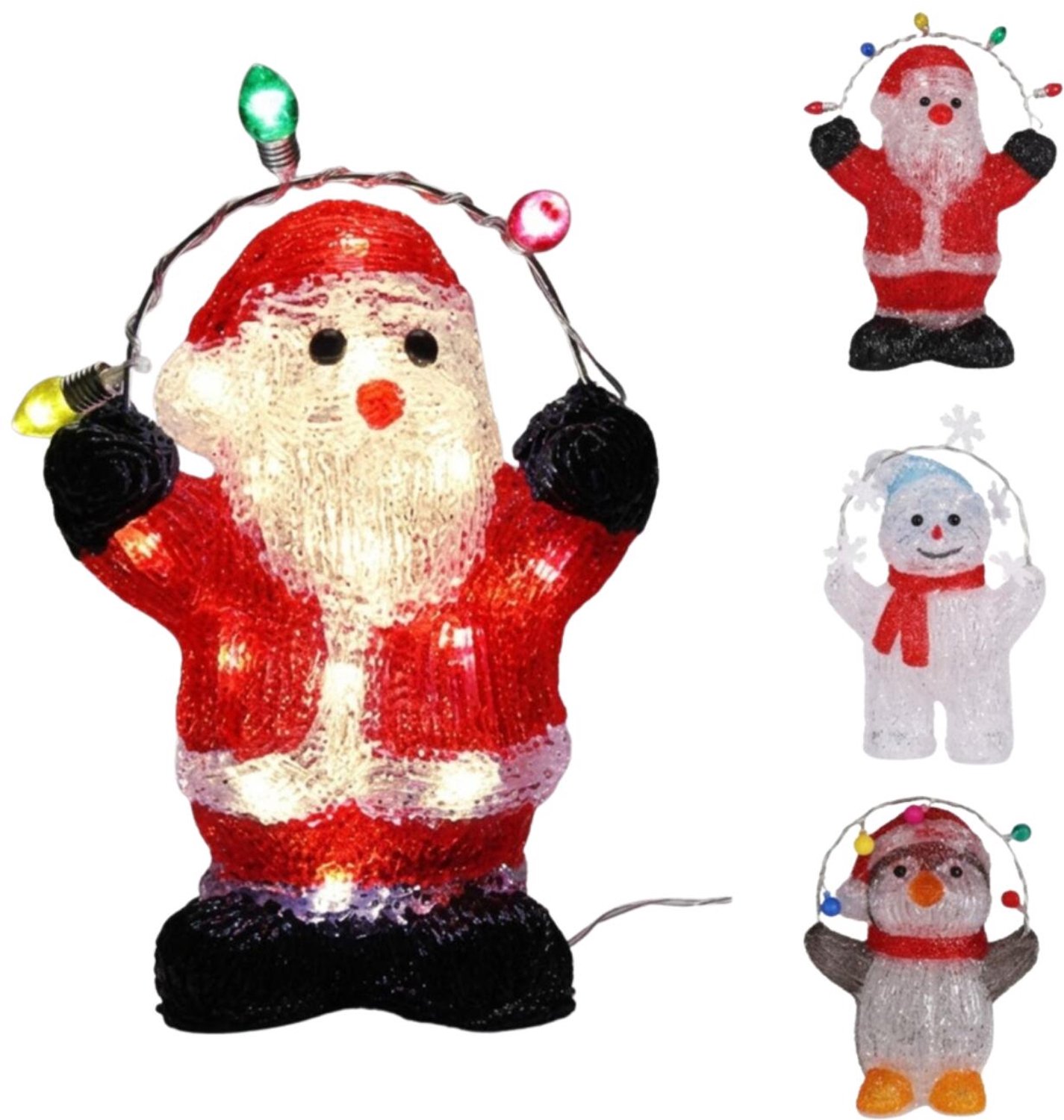 Kerstverlichting figuur - kerstman - 31 cm - 40 led lampjes - helder wit - acryl - lichtfiguur – foto 3