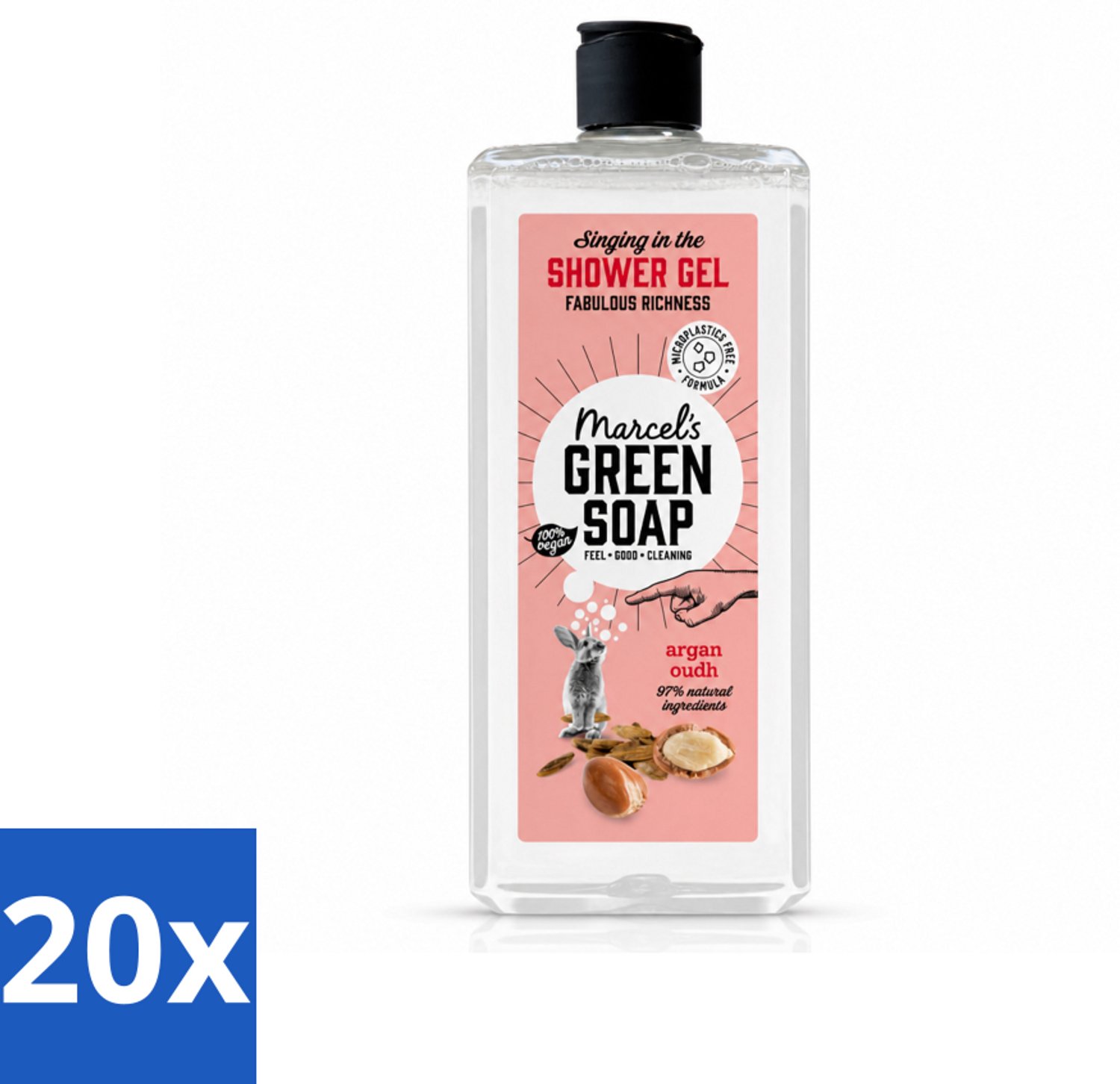 20 x Marcel's Green Soap - Douchegel - Argan & Oudh - Verzorgend & zacht - 300 ml - Voordeelverpakking - 20 stuks