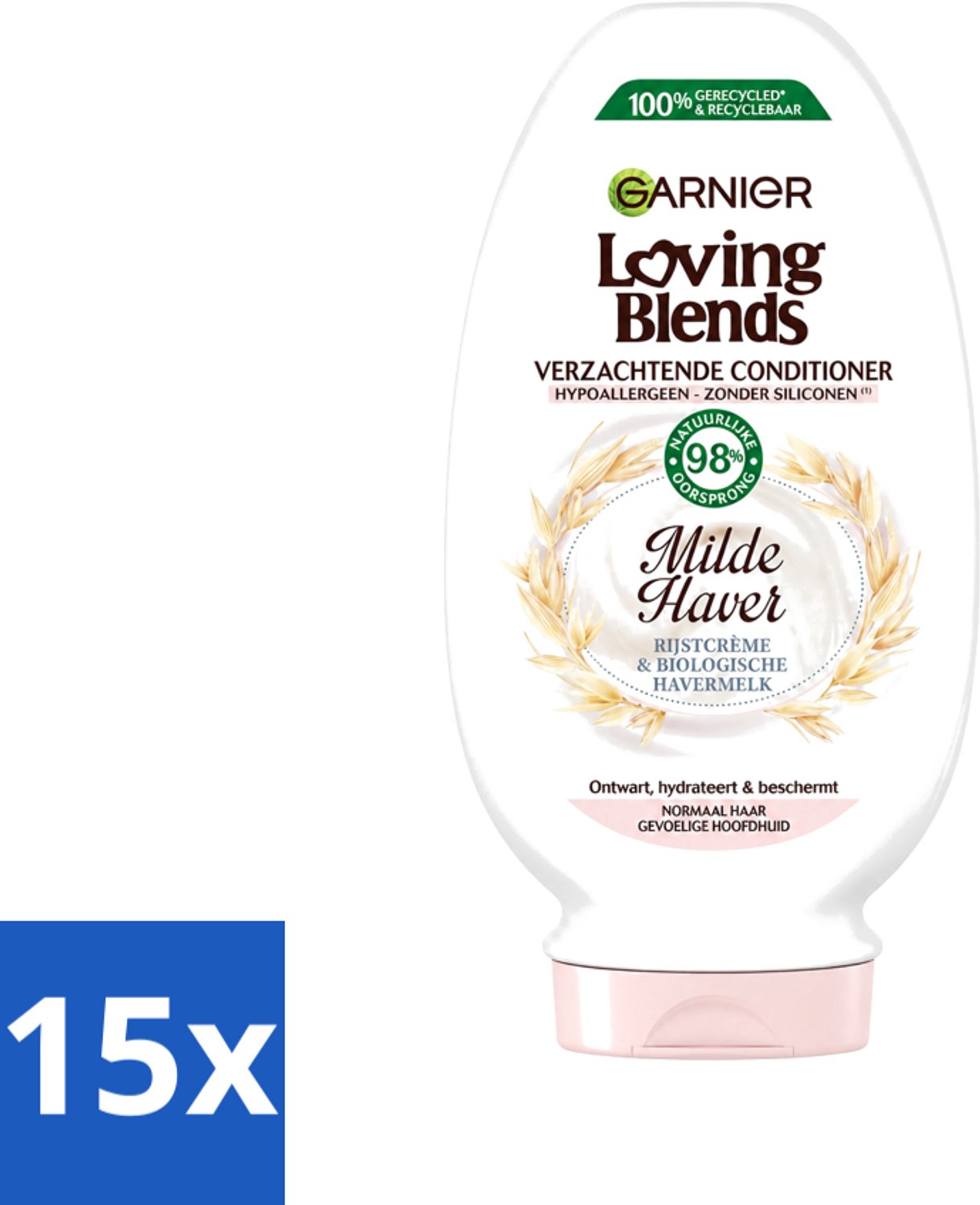 15 x Garnier - Loving Blends - Conditioner - Milde Haver - Normaal Haar & Gevoelige Hoofdhuid - 250 ml - Voordeelverpakking - 15 stuks