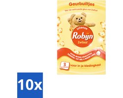 10 x Robijn - Zwitsal - Geurbuiltjes - Zachte Babygeur - Hypoallergeen - 3 Geurbuiltjes - Voordeelverpakking - 10 stuks
