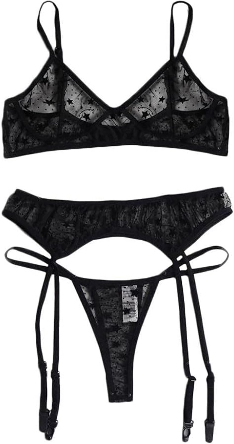 & jarretels Vrouwen Lingerie Kanten Beha Ondergoed Kousenband String Sexy Lingerie Vrouwen Nachtkleding 3PCS