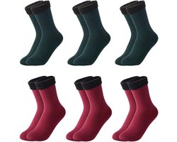 Damessokken - 6 Paar Dames Winterverdikkingssokken Gemengde Kleuren Plus Fleece Dikke Koude Warme Sneeuwsokken Zacht Gebreid Stretch Outdoor Skiën Comfortabel Vrije Tijd Thuis,6 Paar Gemeng