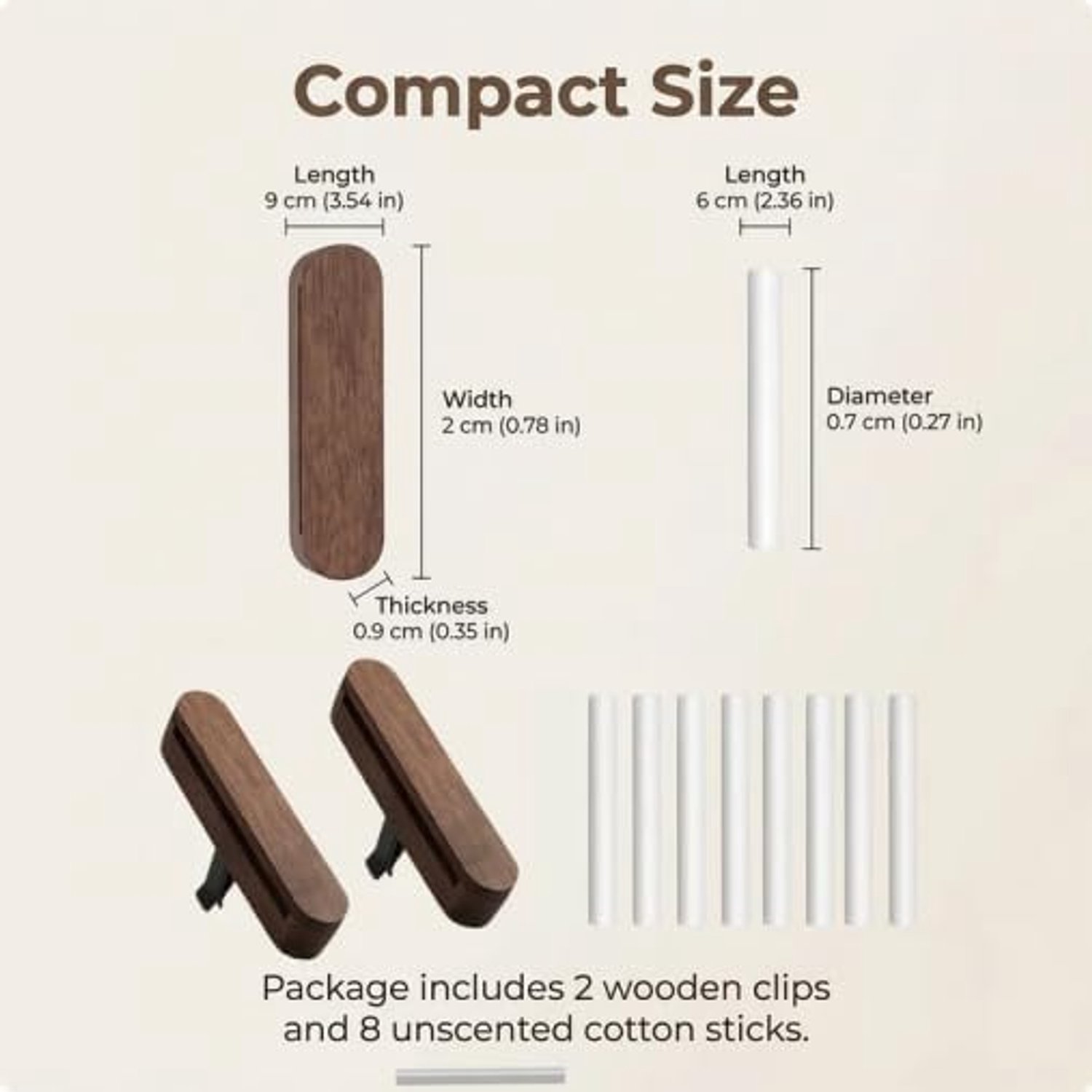 2 stuks houten auto-etherische olie diffusors, van walnoothout, clip voor ventilatiesleuf, herbruikbaar, luchtverfrisser voor de auto-interieur