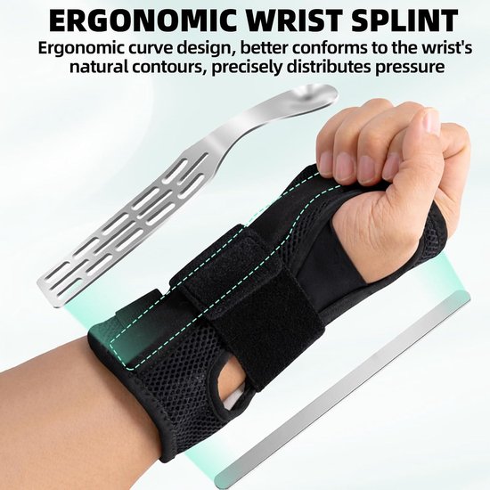 1 stuk carpaal tunnelsyndroom rail met 2 metalen spalken, verstelbare handspalk links, polssteun, polsspalk voor tendinitis, artritis, verstuikingsherstel (links S/M) — afbeelding 5